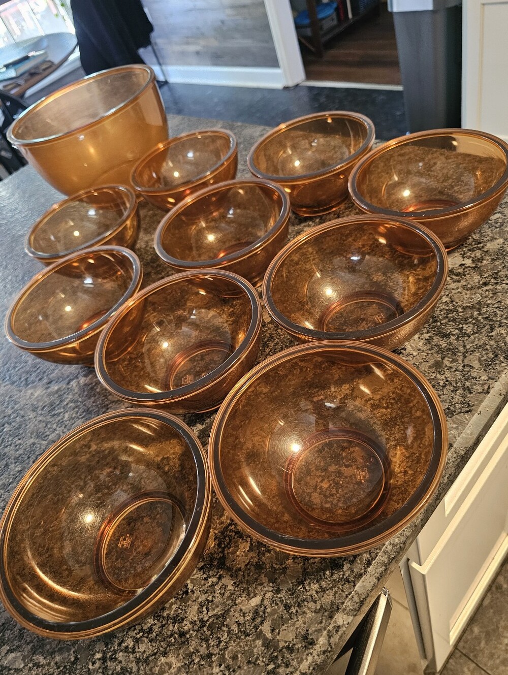 Dansk Gunnar Cyren Amber Lucite Plastic Salad Bowls Serving 10 People Set MCM
